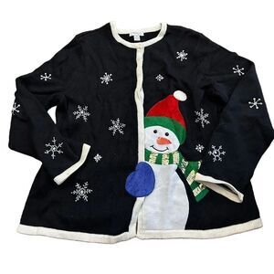 Mercer Street Studio Snowman Winter Cardigan Sweater